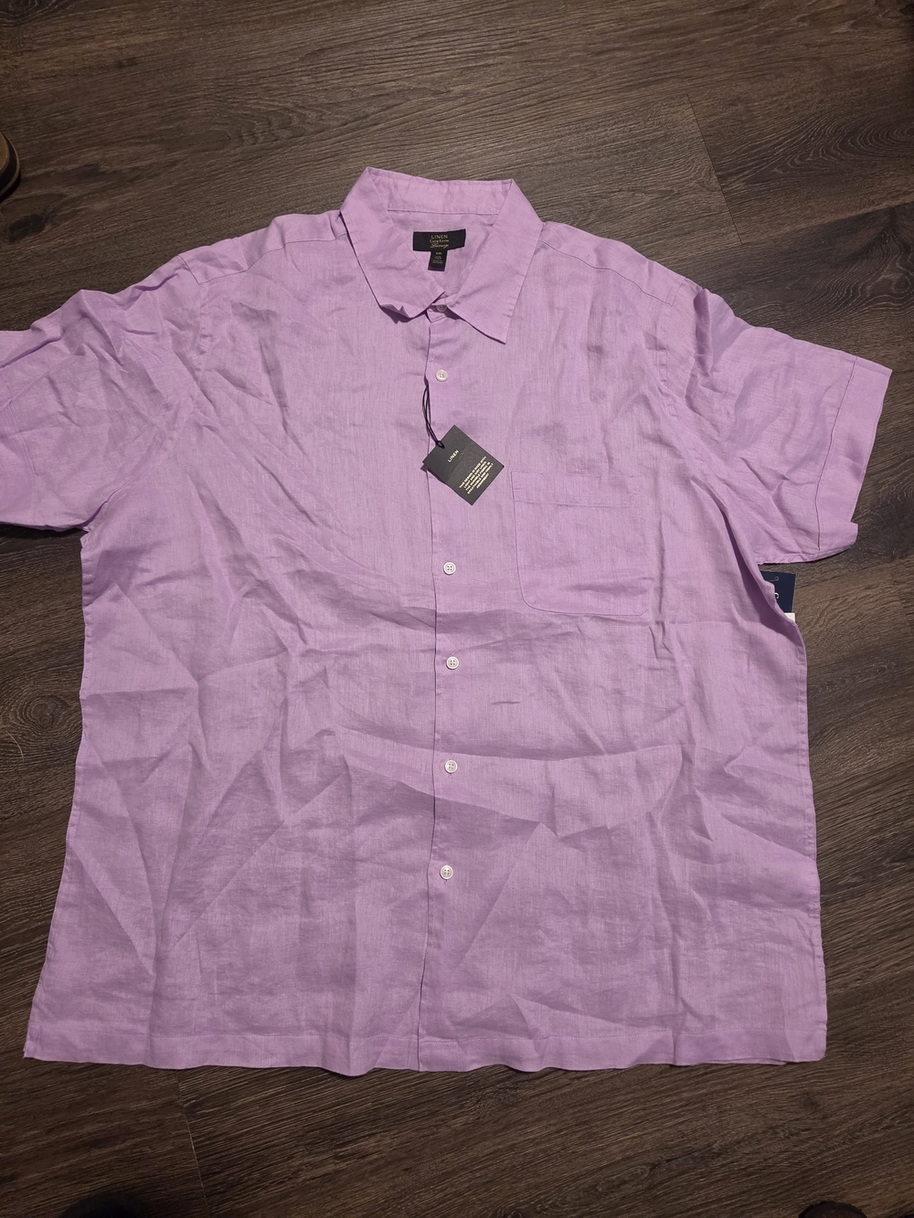 Club Room Lavender Short-Sleeve Linen-Blend Button-Down Shirt